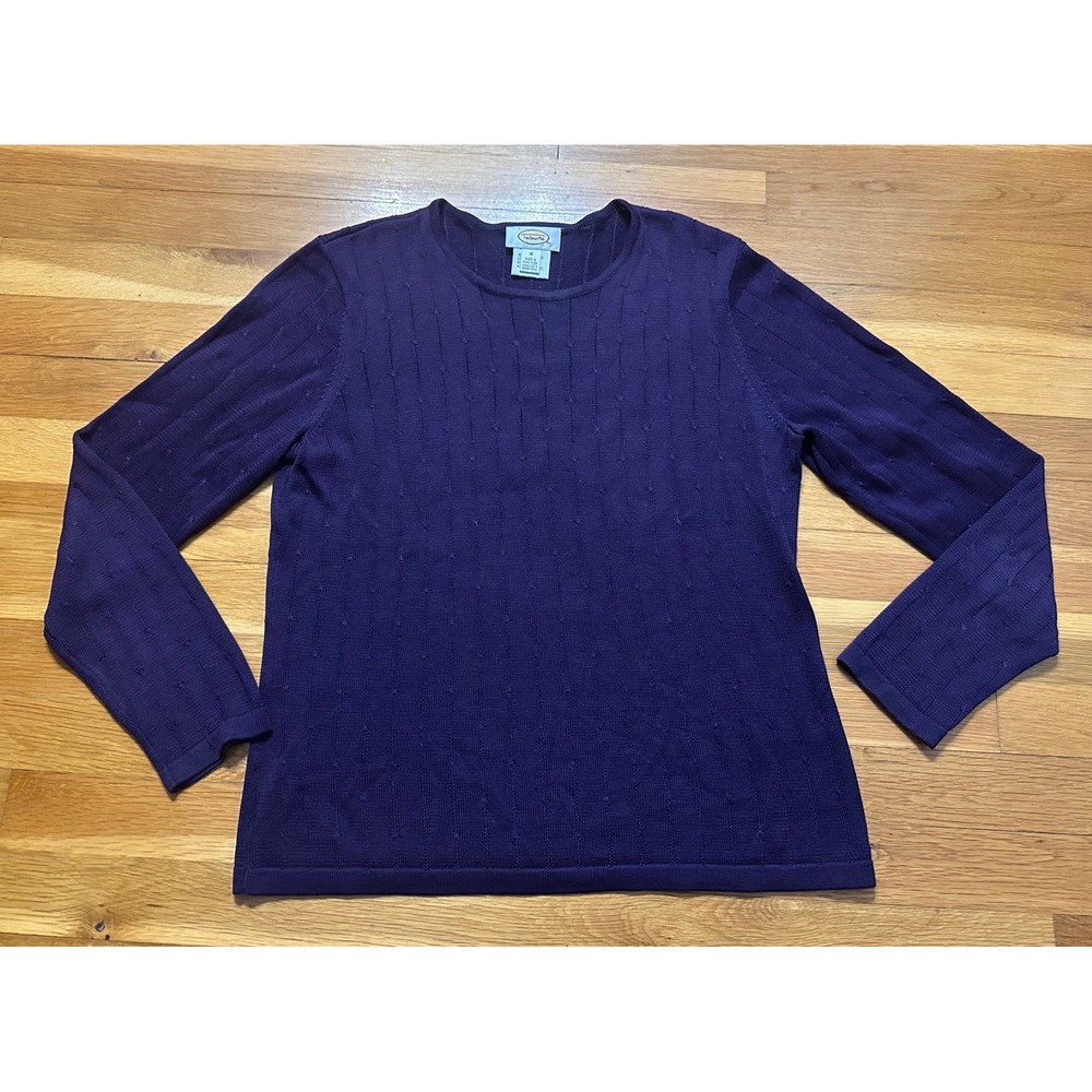 Talbots Womens Purple 100% Silk Knit Long Sleeve Crew Neck Sweater Size M